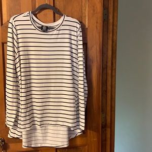 Bobeau soft striped long sleeve tops
